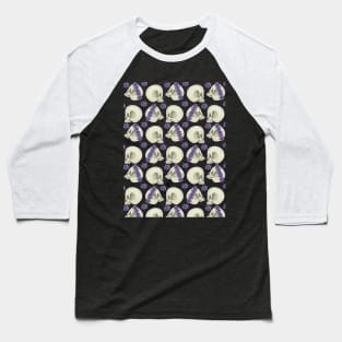 Skulls and Purple Flowers pattern Baseball T-Shirt